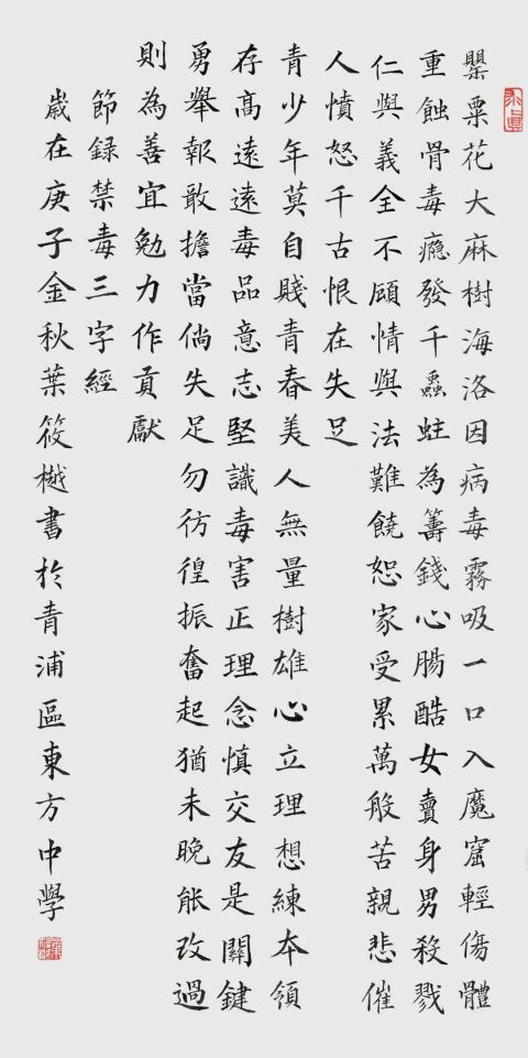 泼墨挥毫书禁毒,快来围观孩子们的禁毒书法作品